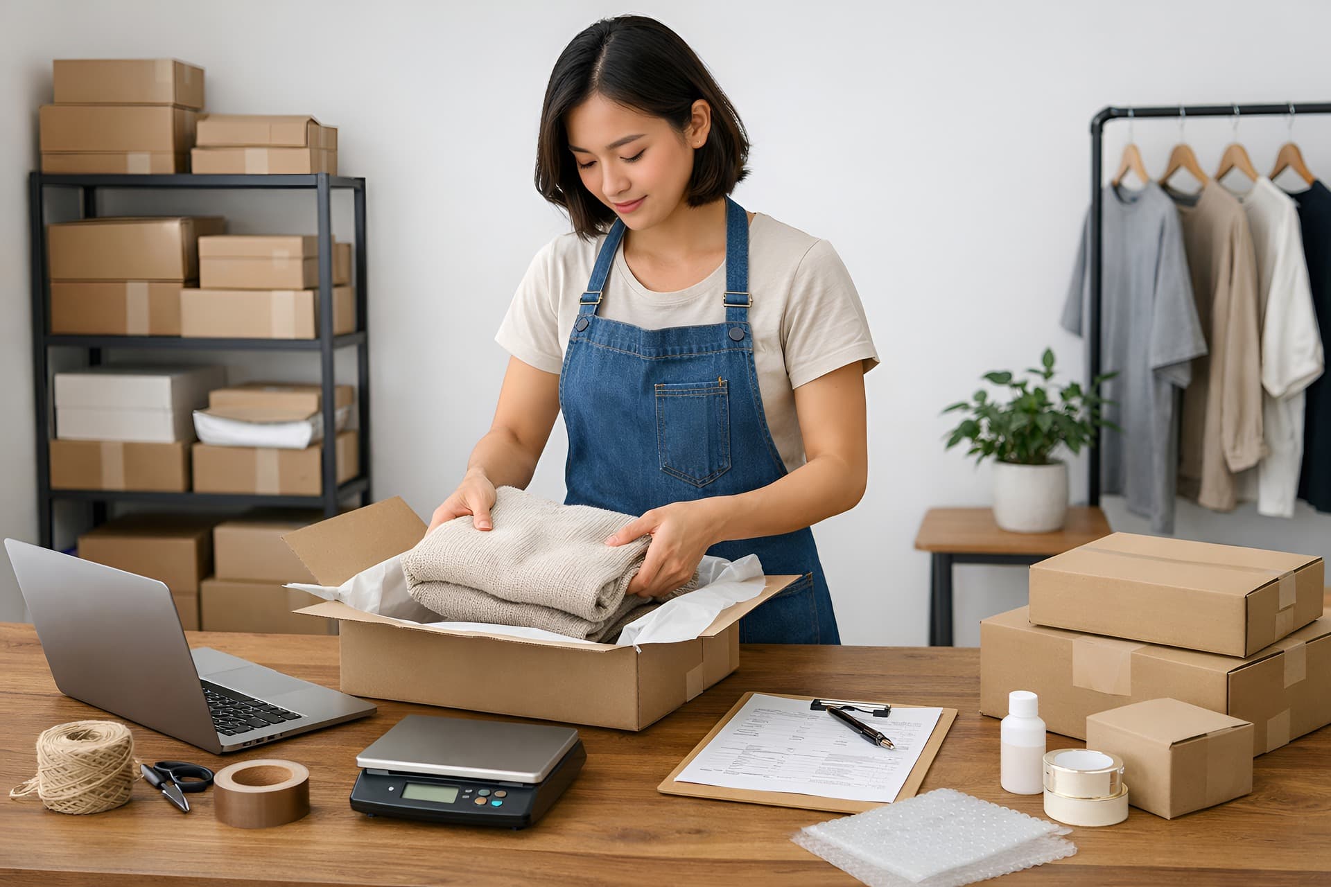 Merchant packing online orders for fulfillment