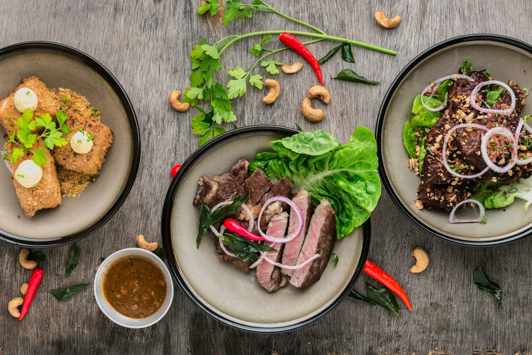Fast-casual food spread ready for counter service