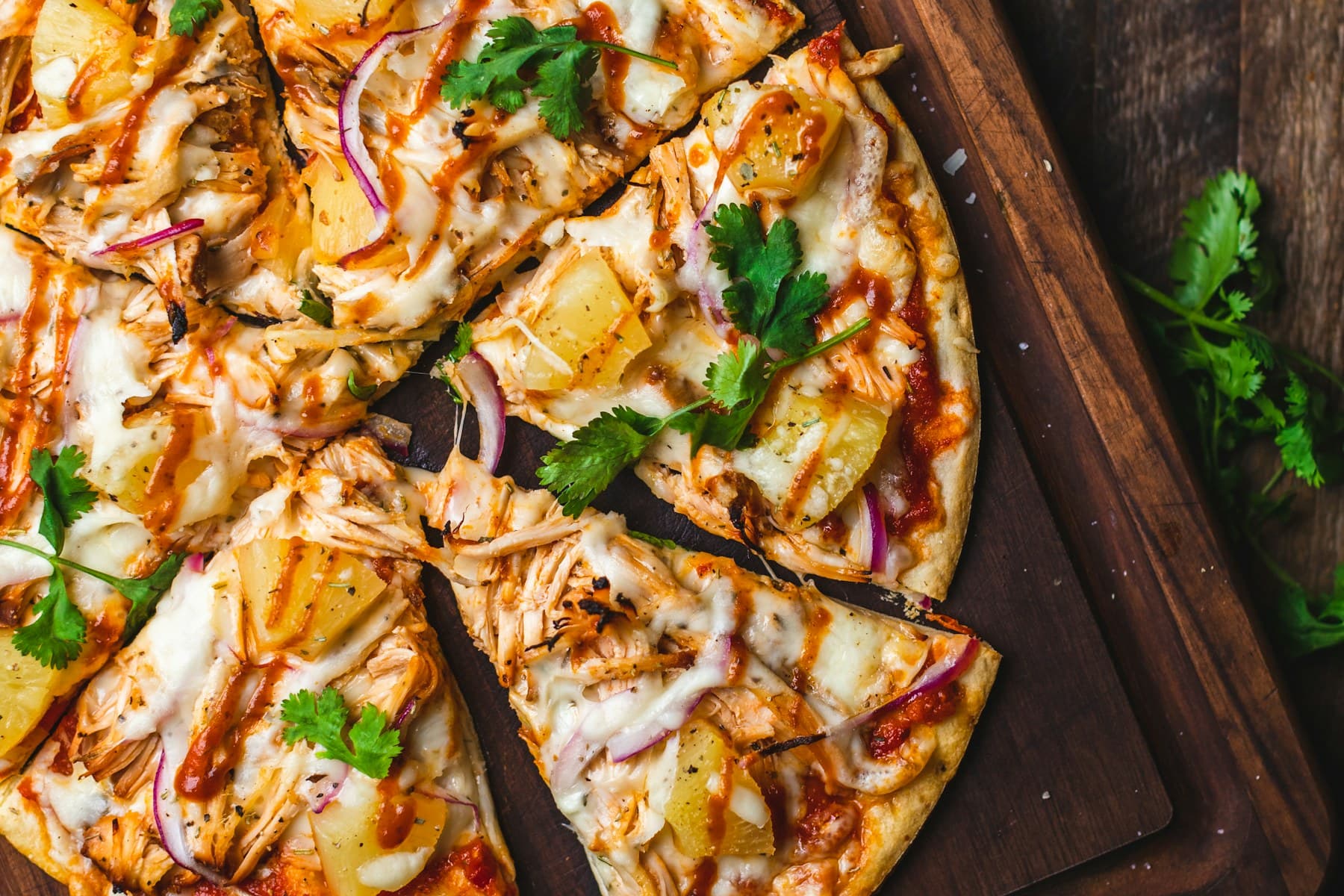 Pizza plated for casual counter ordering
